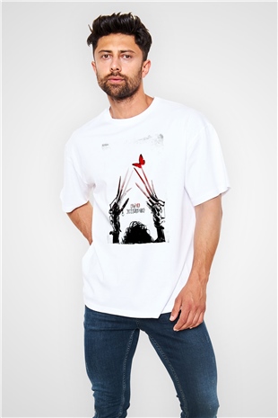 Edward Scissorhands Beyaz Oversize Tişört