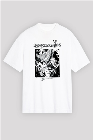 Edward Scissorhands Beyaz Oversize Tişört