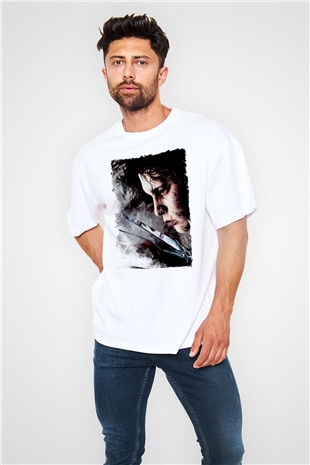 Edward Scissorhands Beyaz Oversize Tişört