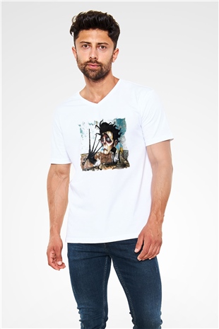 Edward Scissorhands Beyaz Unisex V Yaka Tişört