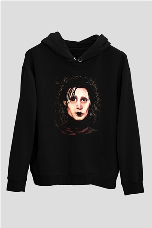 Edward Scissorhands Siyah Unisex Kapüşonlu Sweatshirt