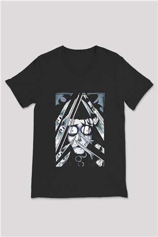 Edward Scissorhands Siyah Unisex  V Yaka Tişört