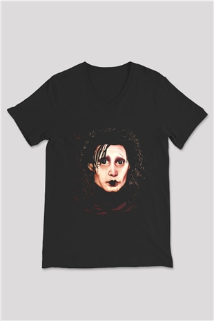 Edward Scissorhands Siyah Unisex V Yaka Tişört