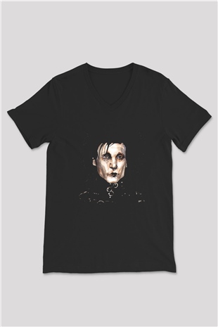 Edward Scissorhands Siyah Unisex V Yaka Tişört