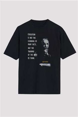 Einstein Alıntı Baskılı Unisex Oversize Tişört - Tshirt