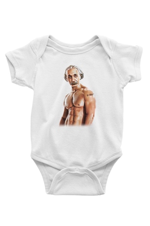 Einstein Baskılı Beyaz Unisex Bebek Body - Zıbın