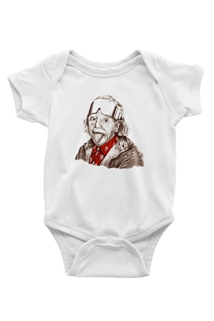 Einstein Baskılı Beyaz Unisex Bebek Body - Zıbın