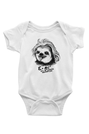Einstein Baskılı Beyaz Unisex Bebek Body - Zıbın