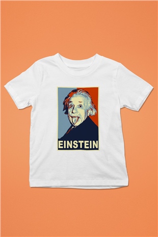 Einstein Baskılı Beyaz Unisex Çocuk Tişört