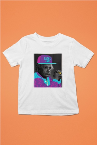 Einstein Baskılı Beyaz Unisex Çocuk Tişört