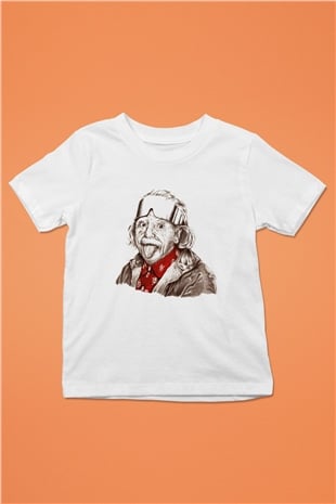 Einstein Baskılı Beyaz Unisex Çocuk Tişört