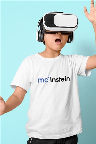 Einstein Baskılı Beyaz Unisex Çocuk Tişört