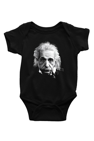Einstein Baskılı Siyah Bebek Body - Zıbın