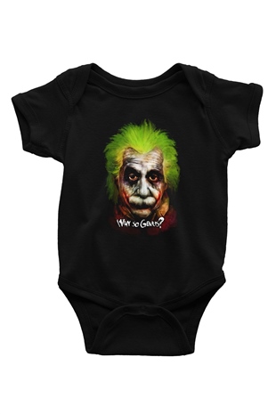 Einstein Baskılı Siyah Bebek Body - Zıbın