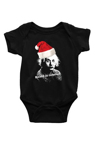 Einstein Baskılı Siyah Bebek Body - Zıbın