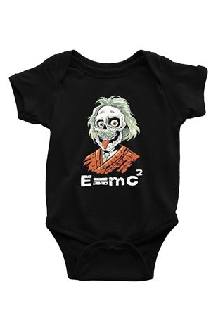 Einstein Baskılı Siyah Bebek Body - Zıbın