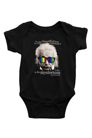 Einstein Baskılı Siyah Bebek Body - Zıbın