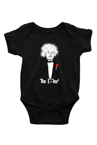 Einstein Baskılı Siyah Bebek Body - Zıbın