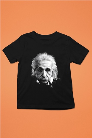 Einstein Baskılı Siyah Unisex Çocuk Tişört