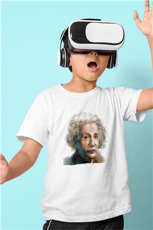 Einstein Beyaz Unisex Çocuk Tişört