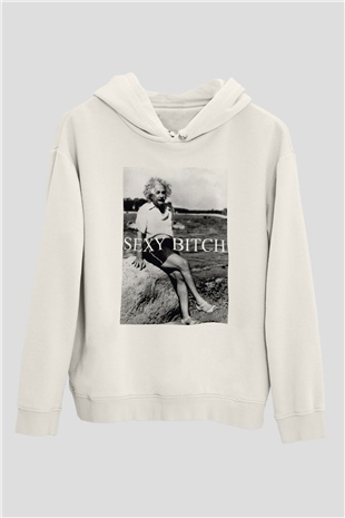 Einstein Beyaz Unisex Kapşonlu Sweatshirt