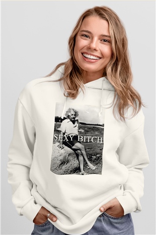 Einstein Beyaz Unisex Kapşonlu Sweatshirt
