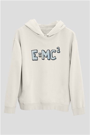 Einstein Beyaz Unisex Kapşonlu Sweatshirt