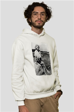 Einstein Beyaz Unisex Kapşonlu Sweatshirt