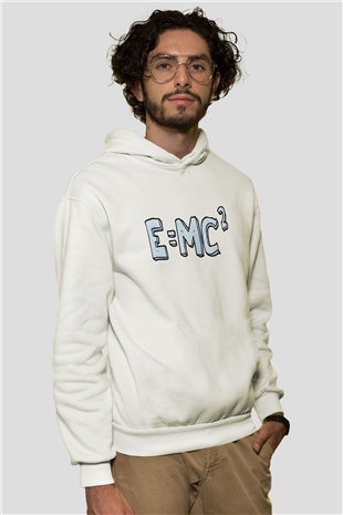 Einstein Beyaz Unisex Kapşonlu Sweatshirt