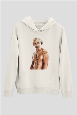 Einstein Beyaz Unisex Kapşonlu Sweatshirt