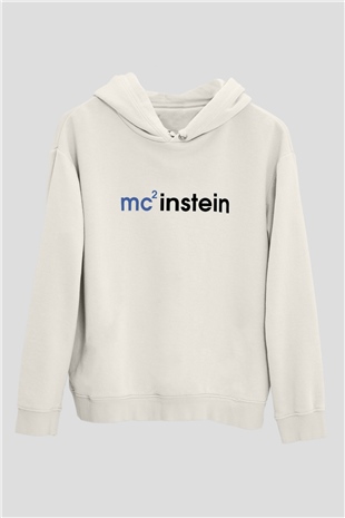 Einstein Beyaz Unisex Kapşonlu Sweatshirt