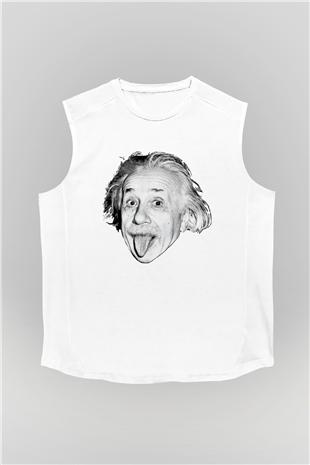 Einstein Beyaz Unisex Kolsuz Tişört