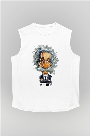 Einstein Beyaz Unisex Kolsuz Tişört