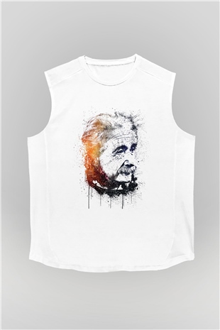 Einstein Beyaz Unisex Kolsuz Tişört