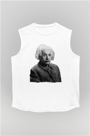 Einstein Beyaz Unisex Kolsuz Tişört