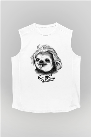 Einstein Beyaz Unisex Kolsuz Tişört