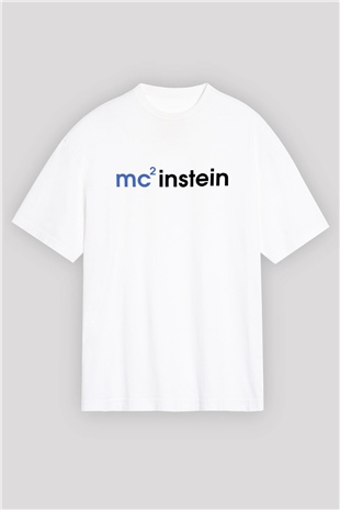 Einstein Beyaz Unisex Oversize Tişört T-Shirt