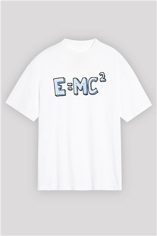 Einstein Beyaz Unisex Oversize Tişört T-Shirt