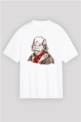 Einstein Beyaz Unisex Oversize Tişört T-Shirt
