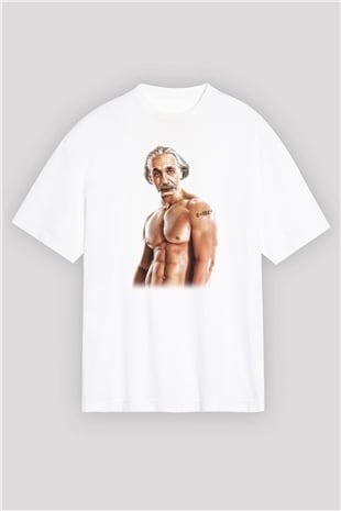 Einstein Beyaz Unisex Oversize Tişört T-Shirt