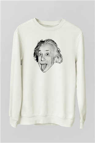 Einstein Beyaz Unisex Sweatshirt