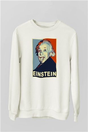 Einstein Beyaz Unisex Sweatshirt