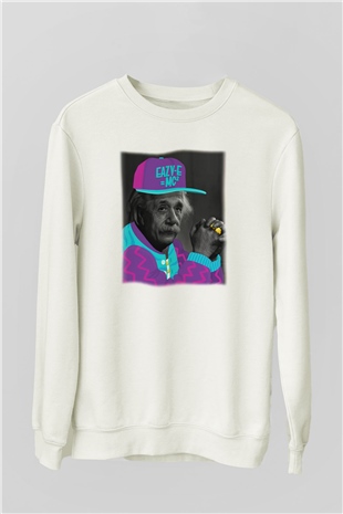 Einstein Beyaz Unisex Sweatshirt