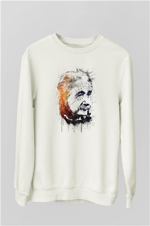 Einstein Beyaz Unisex Sweatshirt