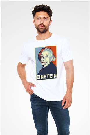 Einstein Beyaz Unisex Tişört T-Shirt - TişörtFabrikası