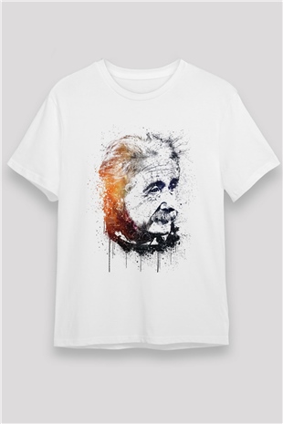 Einstein Beyaz Unisex Tişört T-Shirt - TişörtFabrikası