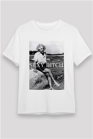 Einstein Beyaz Unisex Tişört T-Shirt - TişörtFabrikası