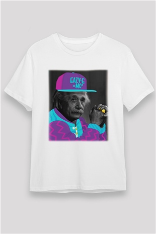 Einstein Beyaz Unisex Tişört T-Shirt - TişörtFabrikası
