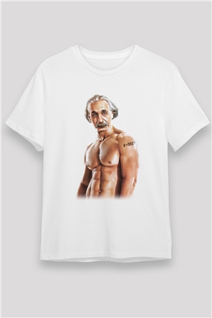 Einstein Beyaz Unisex Tişört T-Shirt - TişörtFabrikası