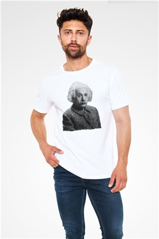 Einstein Beyaz Unisex Tişört T-Shirt - TişörtFabrikası